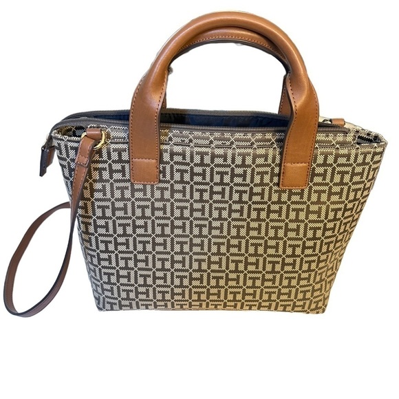 Tommy Hilfiger Classic Stripe Tan Logo Print Tote Bag - Picture 2 of 7